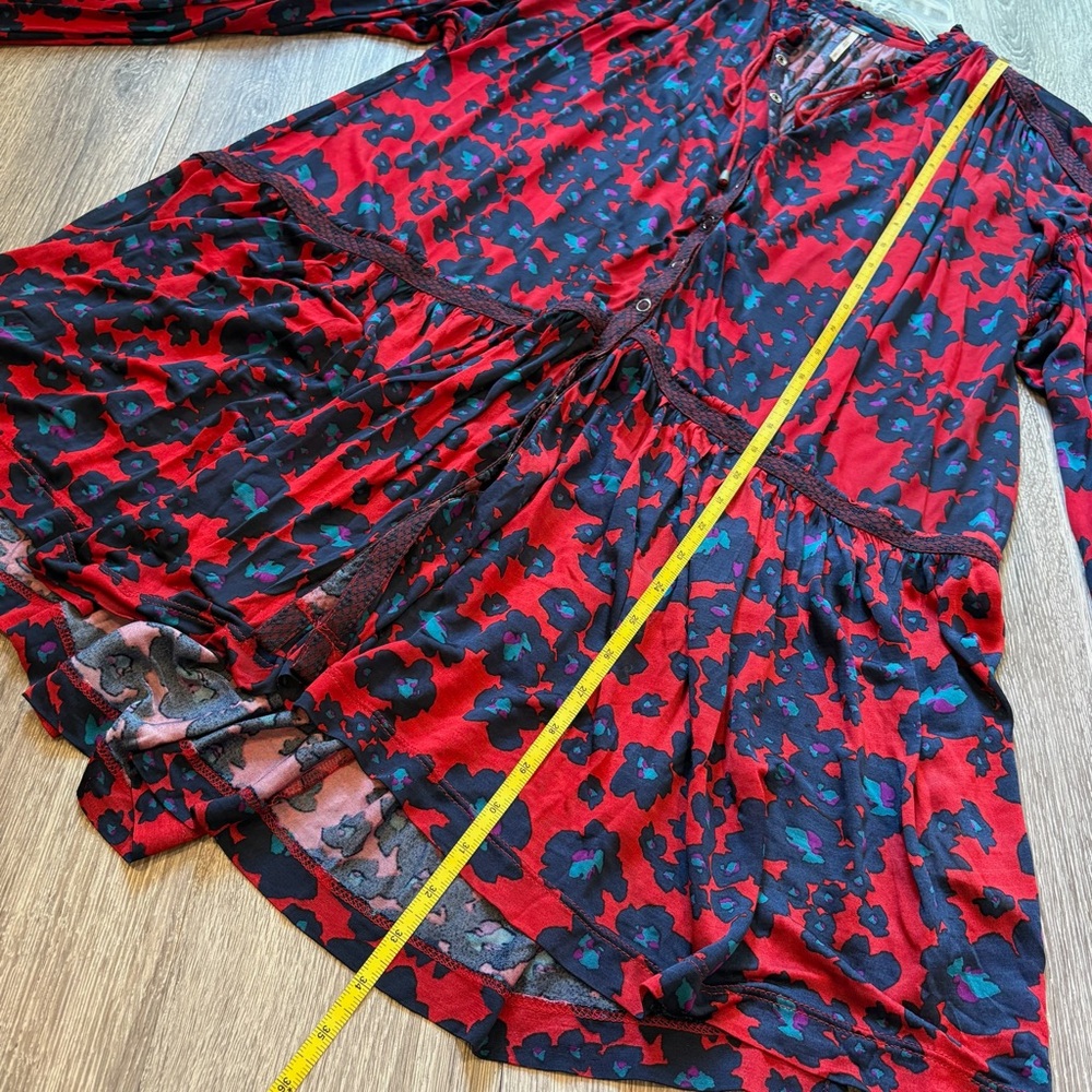 Free People Love Letter Red and Blue Floral Tunic Dress - Picture 7 of 7